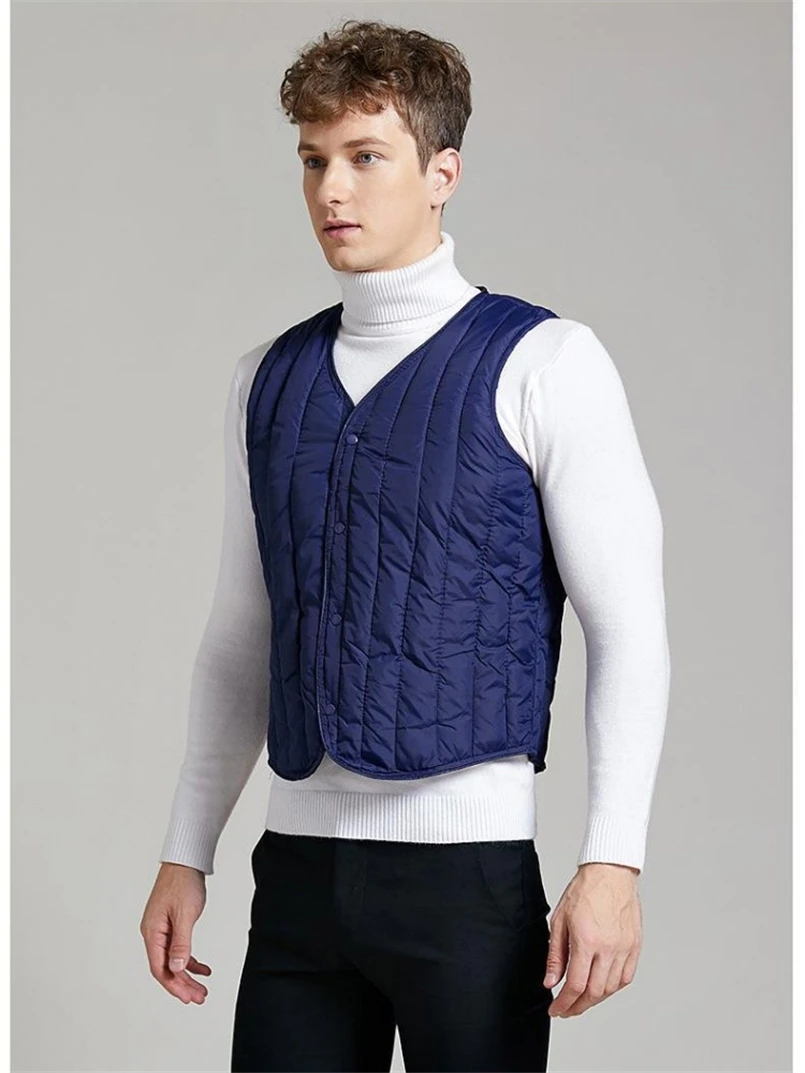 Men Sleeveless Solid Vest Smart Casual Jackets Winter Fashion Male Down Vests Coats Men Warm Waistcoats Plus Size Clothing 3XL