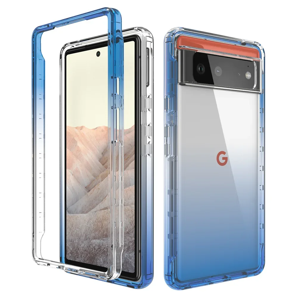 Custodia SEAHAI Per Google Pixel 6A Con Protezione Scherzo Integrata, Antiurto 360° Trasparente E Morbida, Bumper Resistente, Colore Viola Chiaro