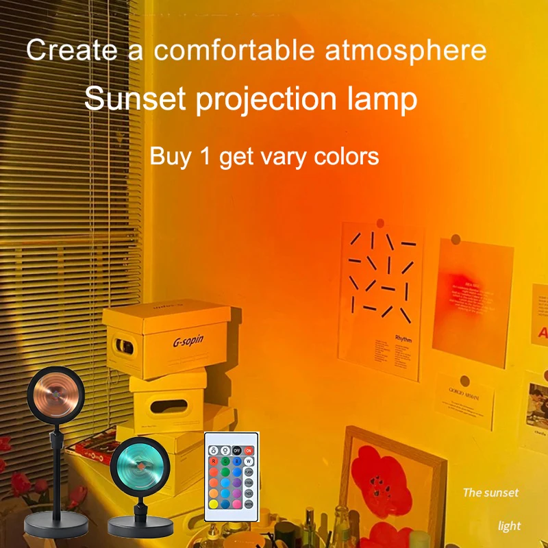 Sunset Rainbow Night Light Projector Bedside Table Lamp Valentine's Day