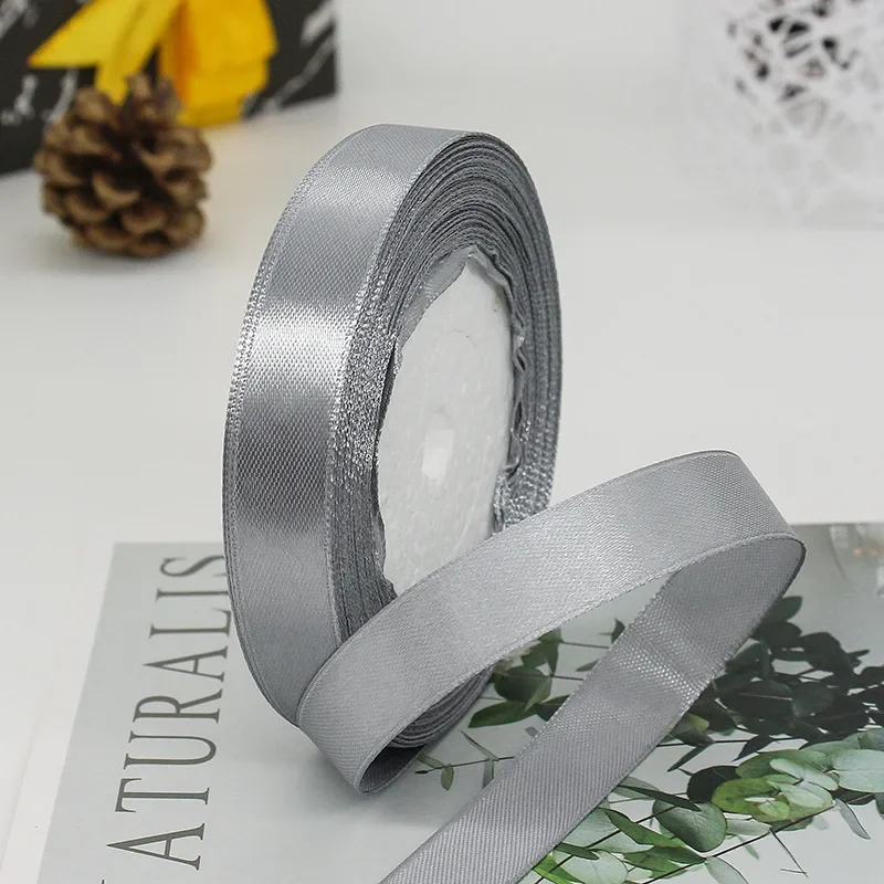 Solid Color Satin Ribbons - Handmade DIY Accessories for Weddings and Gift Wrapping (25 Yards)