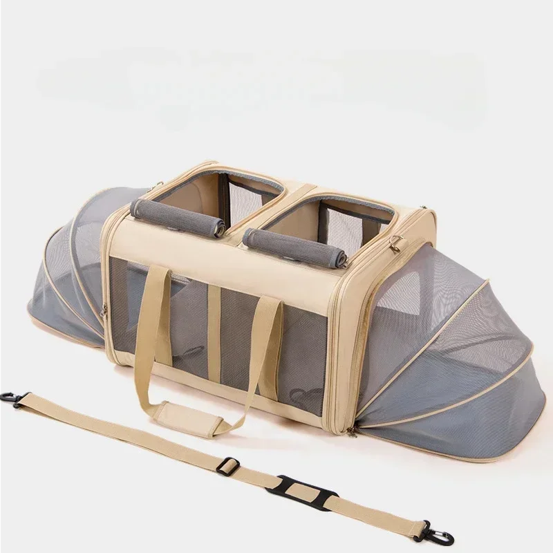 Pets Carrier Bag Lightweight and Breathable Pet Shoulder Bag Large Capacity Cat Multi Pet Suitcase Foldable Cat Backpack