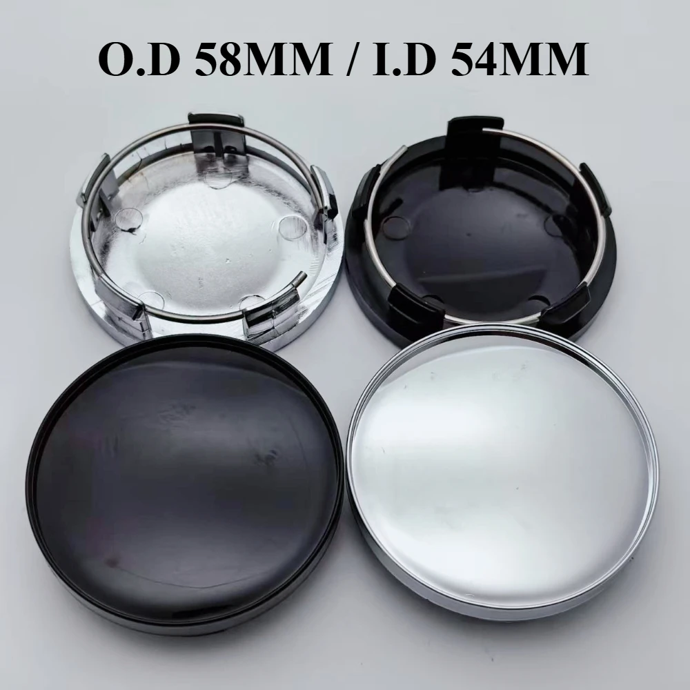 Set of 4 Premium Blank Wheel Center Caps - 58mm Od / 54mm Id Hubcaps for Car Styling Accessories