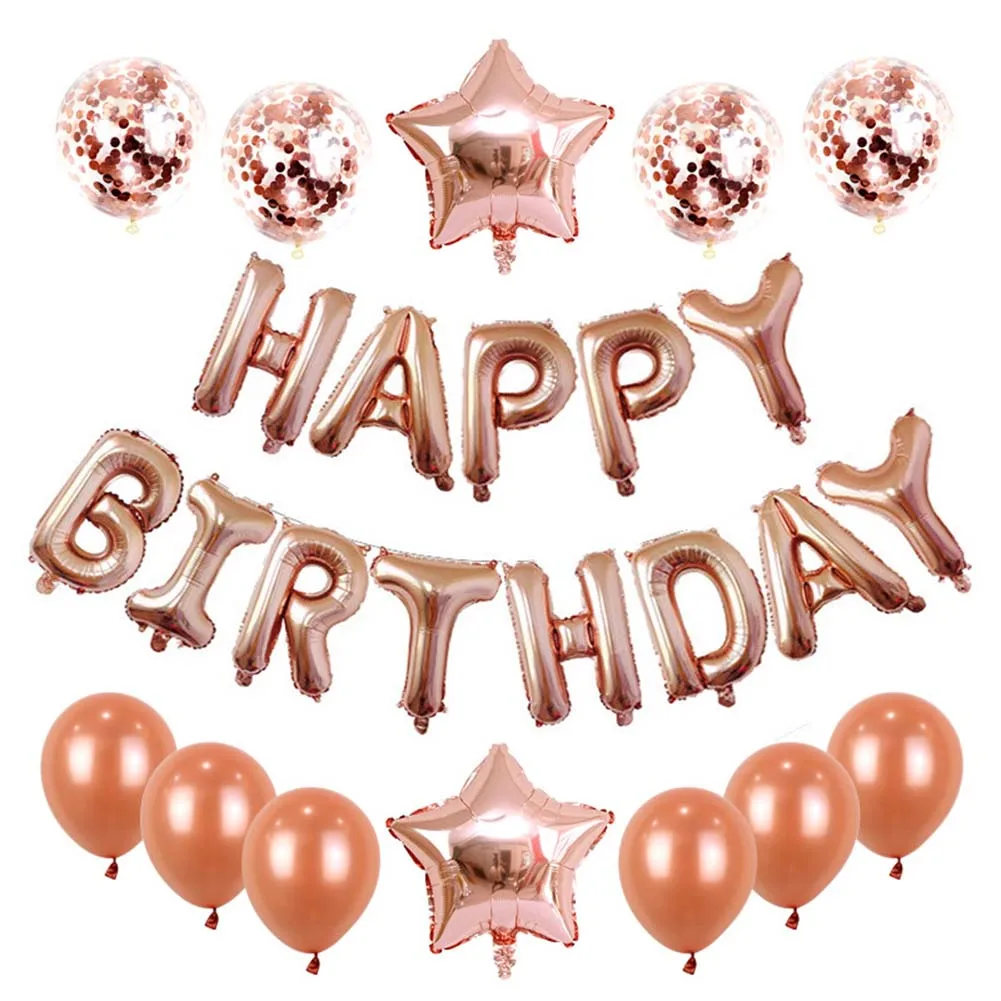 Happy Birthday Balloon Banner Girls Girls Women Inflating Kit Letters Party Party Bunting Celebration Brand New rose gold 21th happy birthday party backdrop balloon flower girls photography background adult golden black photographic banner