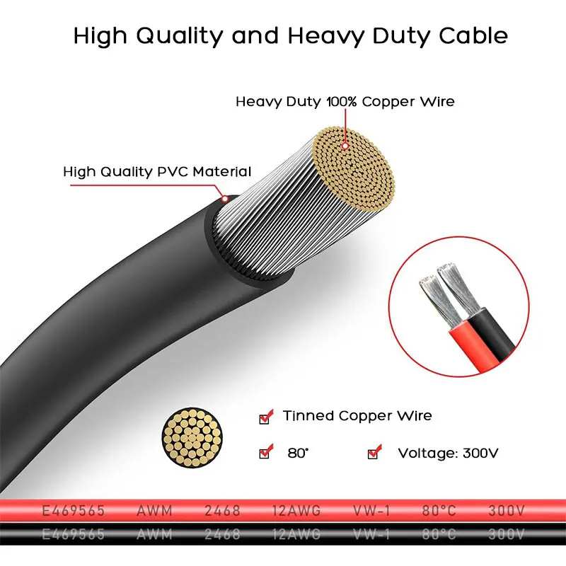 Extension Cable 1.5m 3m 12AWG XT60 Male to XT60 Female for ALLPOWERS EF Ecoflow Anker Bluetti Solar Generators