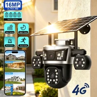 Caméra de sécurité solaire 16MP, charge solaire, contrôle PTZ, détection humaine PIR, moniteur audio-vidéo bidirectionnel, vision nocturne couleur, étanche IP66, surveillance CCTV, prise en charge du zoom optique 10x, pour la maison, la cour, la ferme 1