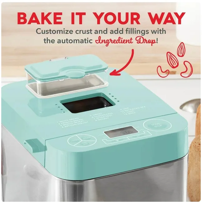Everyday Stainless Steel Bread Maker up to 1.5lb Loaf, Programmable, 12 Settings + Gluten Free & Automatic Filling Dispenser 3