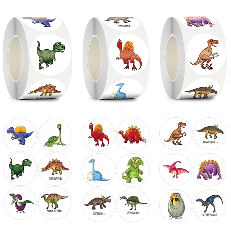 500 Pcs New Children's Cartoon Stickers Little Dinosaur Pattern Kids Stationery Supplies School Teacher Supplies Reward Stickers