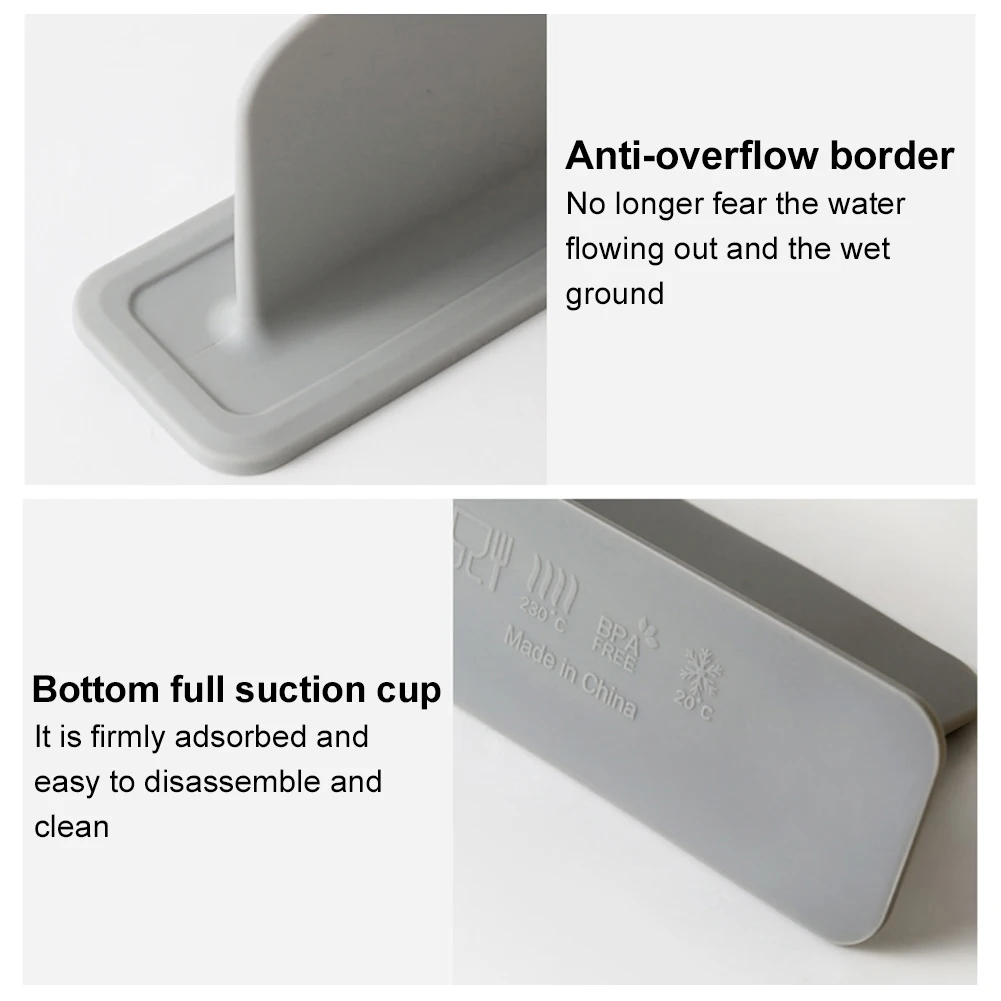 Silicone Sink Baffle Splash Guard Non Slip Strong Suction Splashing Water Baffle Countertop Water Baffle Bathroom Kitchen Tool