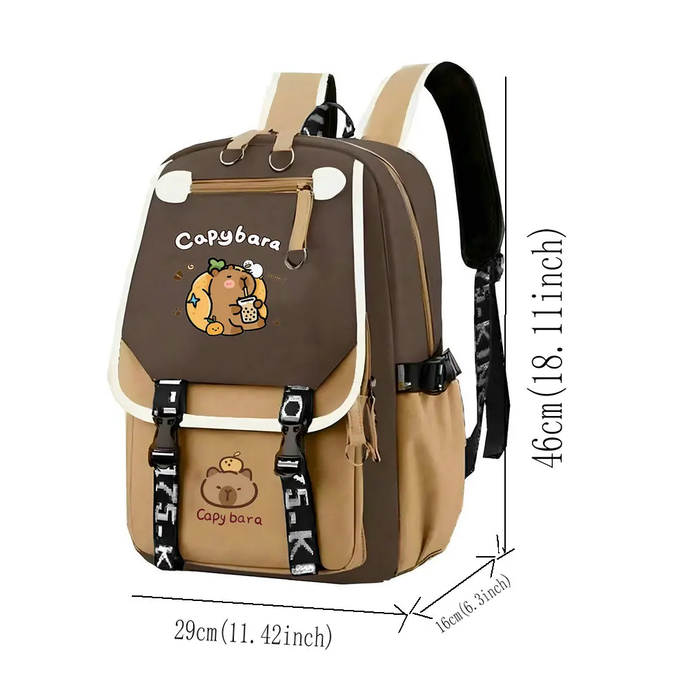Kawaii Capybara Computer Backpack College School Casual Daypack Teens Bag Large Capacity Adjustable Strap Schoolbag For Gifts 5