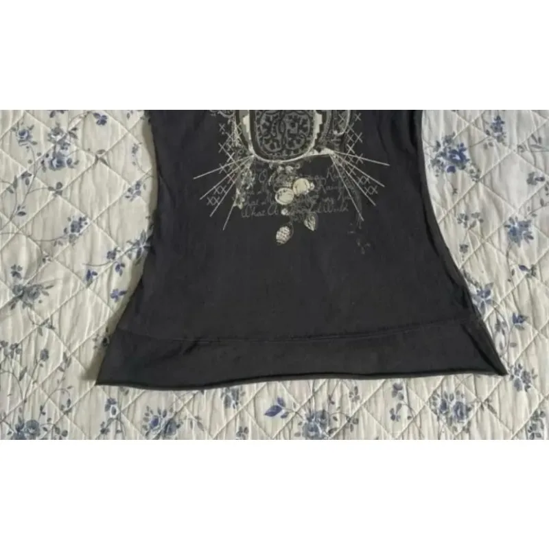 Description Picture 6 of itemShort Sleeve Casaul Summer Streetwear Gothic T-Shirt Gothic Slim Tee Femme Crop Top 90s Vintage Clothes Women Tshirts Punk Sexy