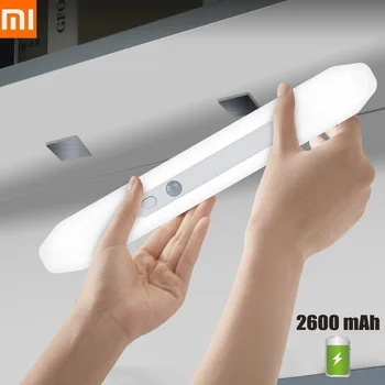 샤오미 모션 센서 LED 야간 램프, USB 충전식 감지기 벽 조명, 배터리 포함, 2600mAh 조도 조절 램프, 침실용