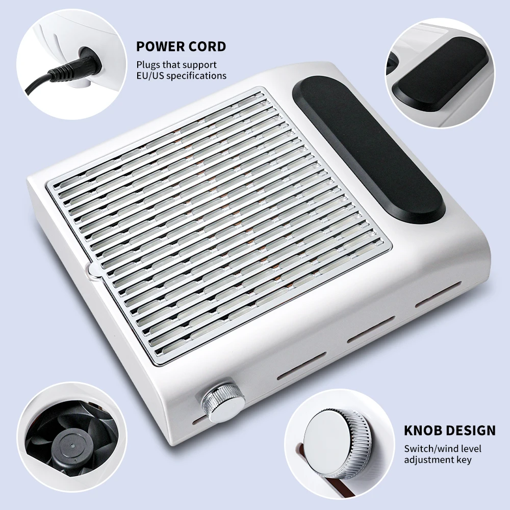Nail Dust Collector Manicure Pedicure Vacuum for Acrylic Gel Nail Polishing Reusable Filter for Salon