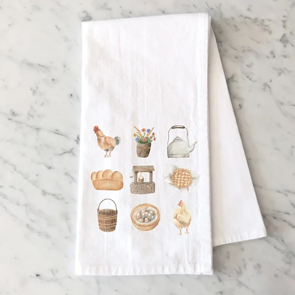 

Cottage Core Homestead Kitchen Towel White Cotton tea towel present party supply pretty Simple Living Farm Life Farmhouse Decor