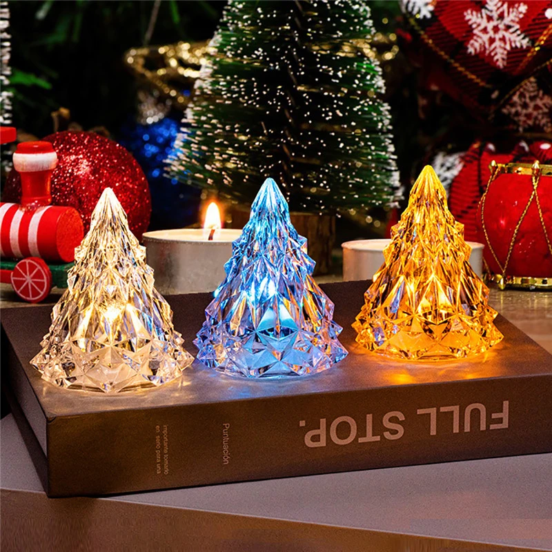 Cristal Mini Navidad LED lámpara de noche de Decoración de mesa para el hogar árbol de Navidad decoración niños amigo regalo de Año Nuevo| | - AliExpress