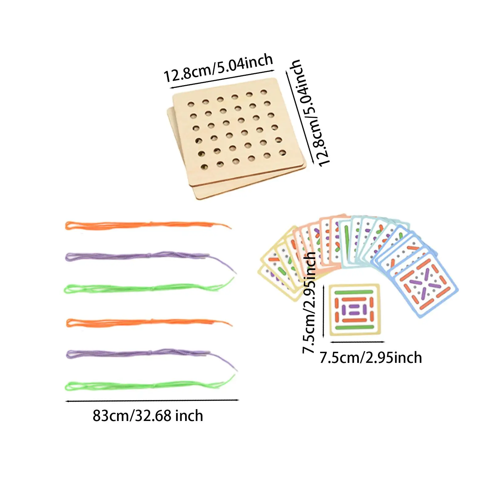 Wooden Threading Toy Kids Valentines Gifts Rope Threading Game Double Sided