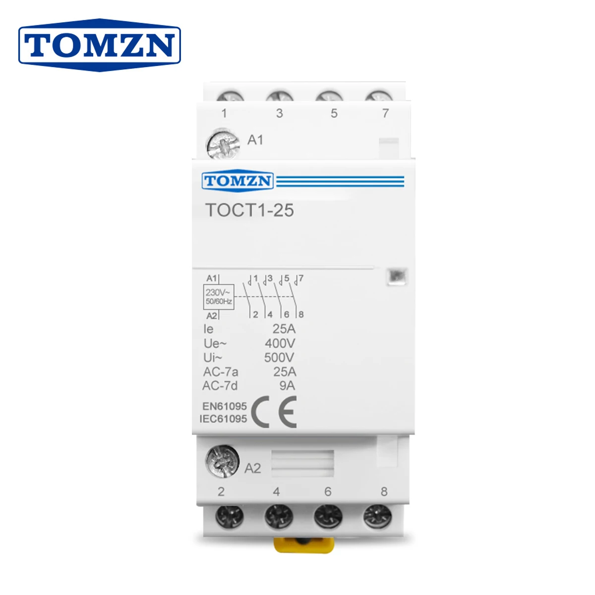 

TOCT1 4P 25A 110V COIL 50/60HZ Din rail Household ac Modular contactor 4NO or 2NO 2NC Contactors