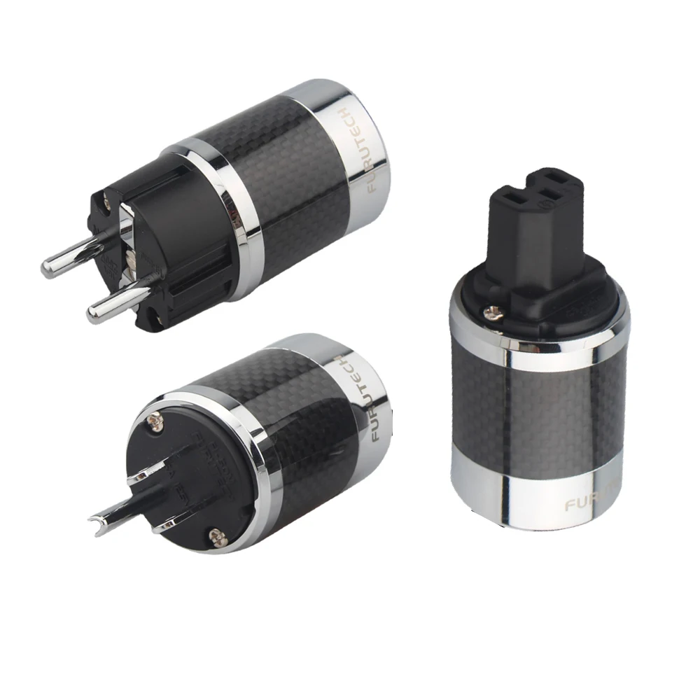 Furutech-fibra de Carbono Ródio Plug Power Plated com Junta Hi-end Preto ue Eua Padrão ac Iec Feminino Hi-fi Eua Alimentação ac Fi50