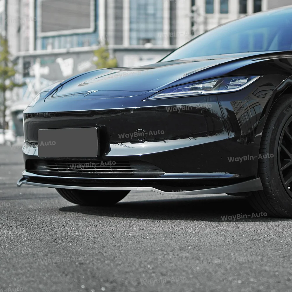 AUTO-STYLE Frontspoilerlippe Für Tesla Model 3 Facelift 2024 - 3-teilig In Glänzend Schwarz
