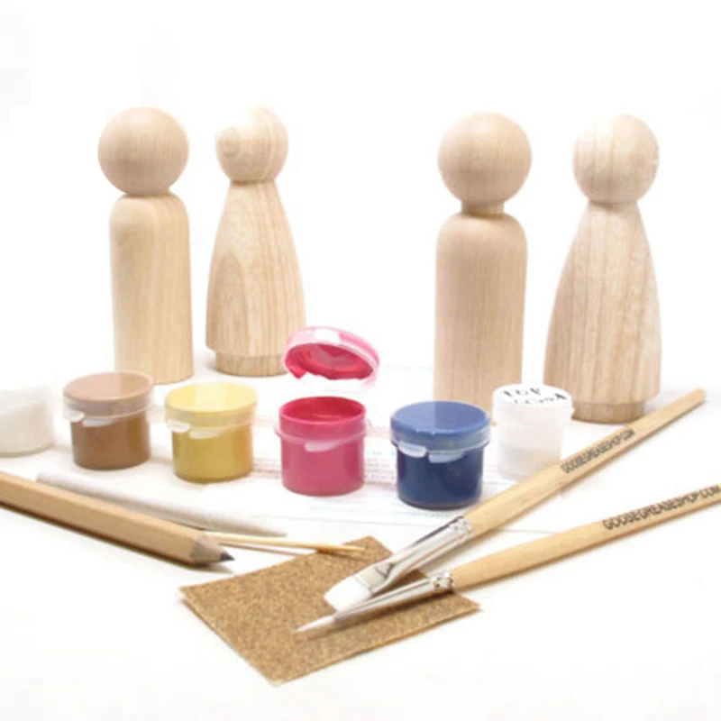 VANZACK Bambole di Legno Non Finite Pioli 8 Pezzi, Kit