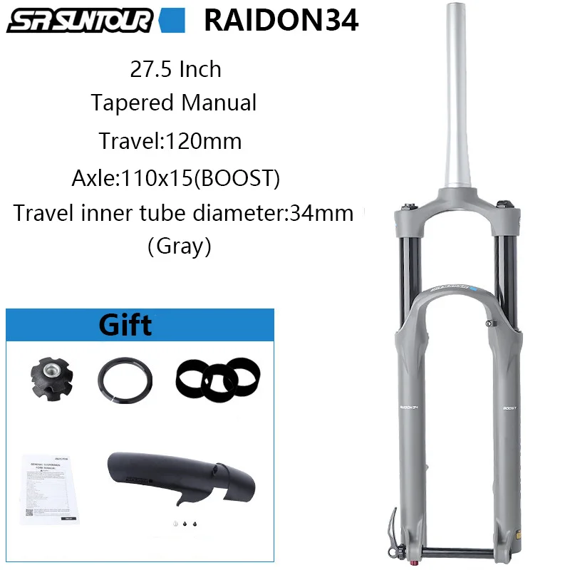 Fourche VTT Suspension Ressort – 26/27.5/29 Pouces – Débattement 160mm – Axe Traversant – Taper