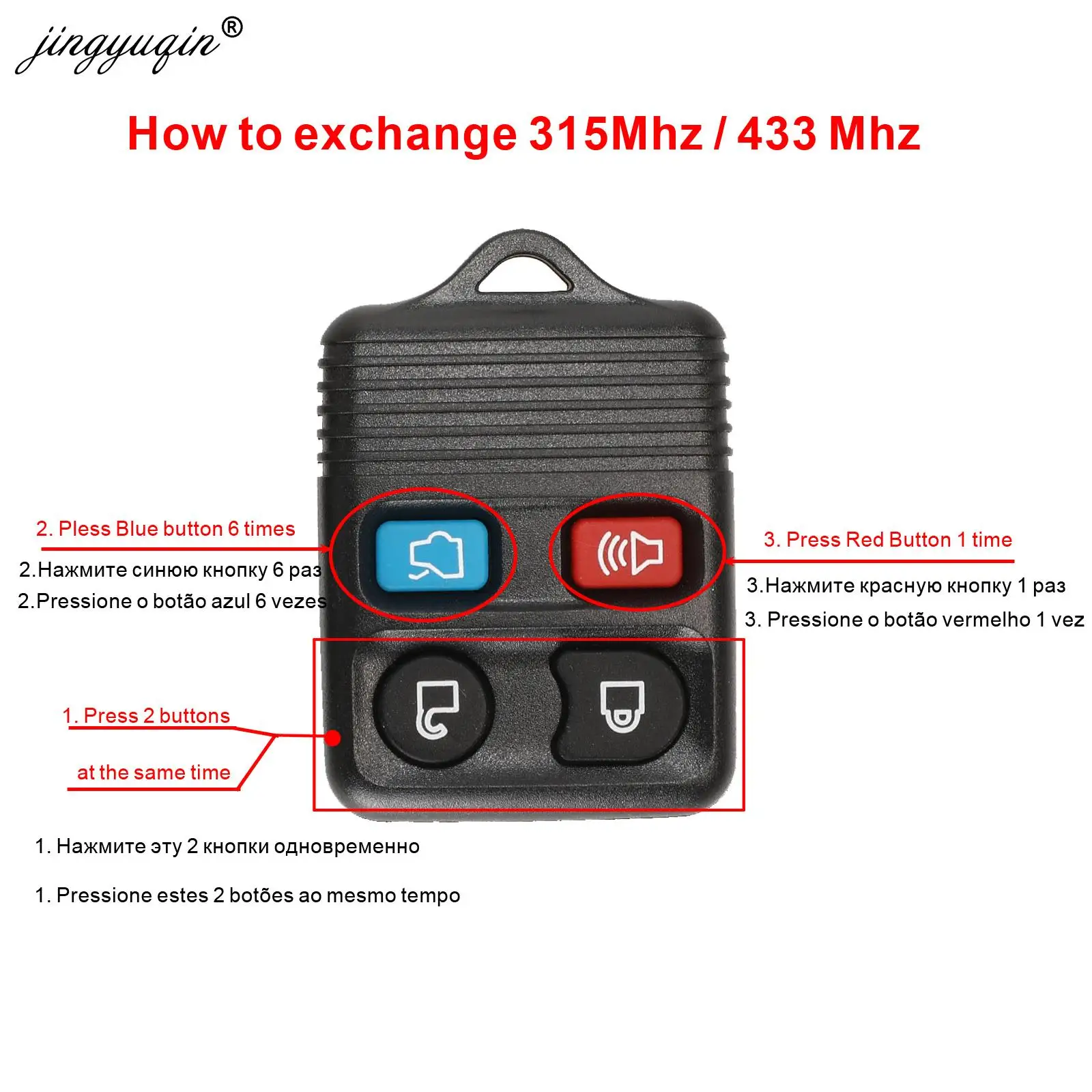 Car Remote Key 3/4 Button Remote Transit Keyless Entry Fob 315MHz/433mhz For Ford Mazda Remote Control Clicker Transmitter