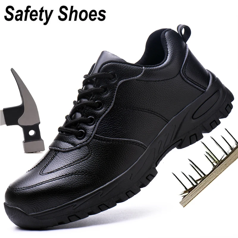 Herren Leder Sicherheits schuhe Anti-Smash Anti-Pannen-Arbeits schuhe wasserdichte leichte Arbeits schuhe unzerstörbare Schuhe Stiefel