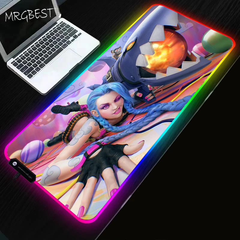 

Jinx RGB Mouse Pad with Backlight Gaming League of Legend Keyboard Mat Gamer Carpet Gaming Pad Rug Backlit Mat Pc Gamer Complete