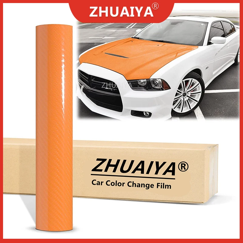 

Car Color Change Film Orange Premium 7D Carbon Fiber High Gloss Auto Vinyl Wrap Sticker Decal Film Sheet Bubble Free