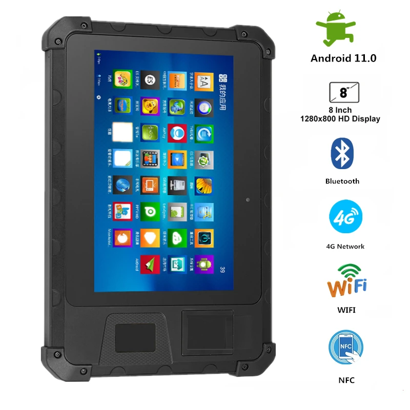 Rugged Tablet Industrial Android Rugged 8 Inch Size UHF Fingerprint 2D Barcode Scanner IP65 Level Shockproof Tablet