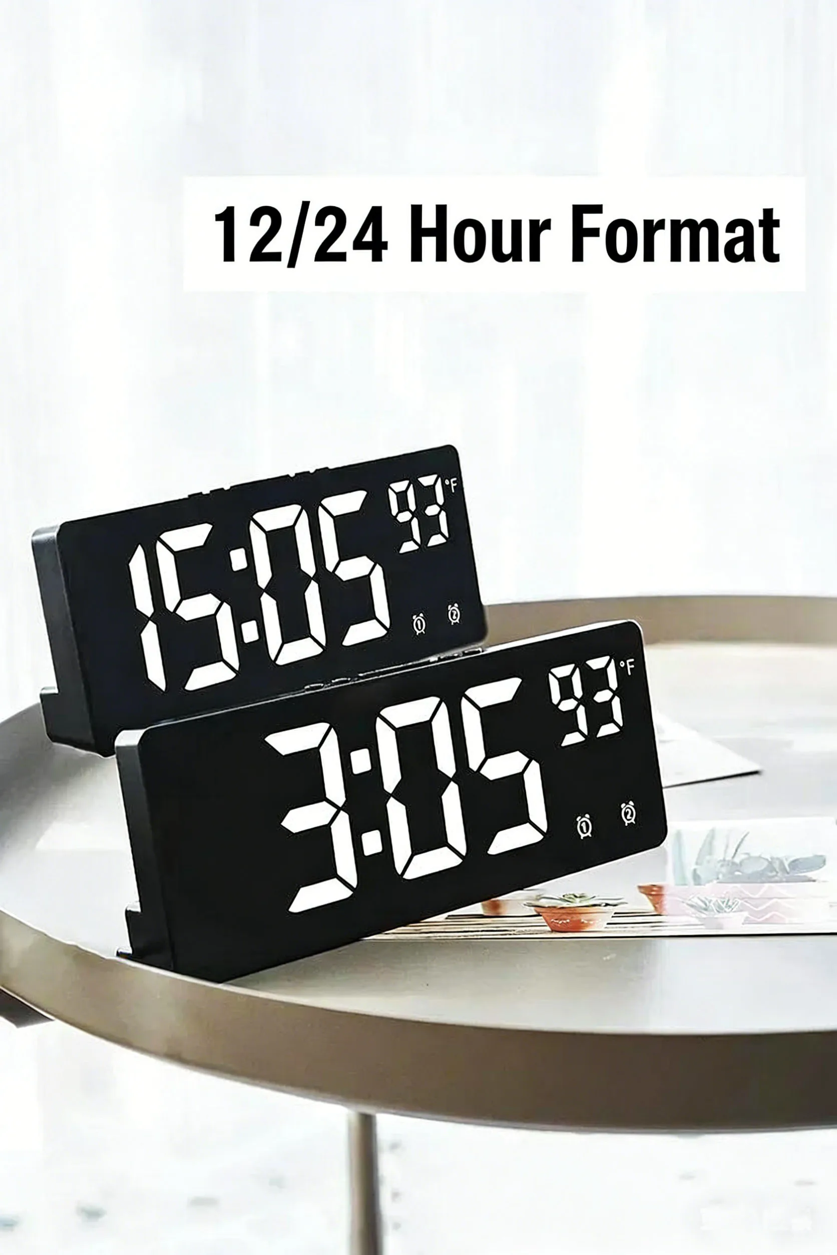 Voice Control Digital Alarm Clock Temperature Dual Alarm Snooze Desktop Table Clock Night Mode 12/24H LED Clock Watch Desk