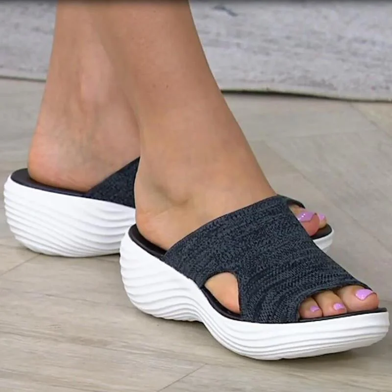 Women Casual Beach Slippers Orthopedic Stretch Orthotic Sandals Female Open  Toe Breathable Slides Stretch Cross Shoes Outdoor