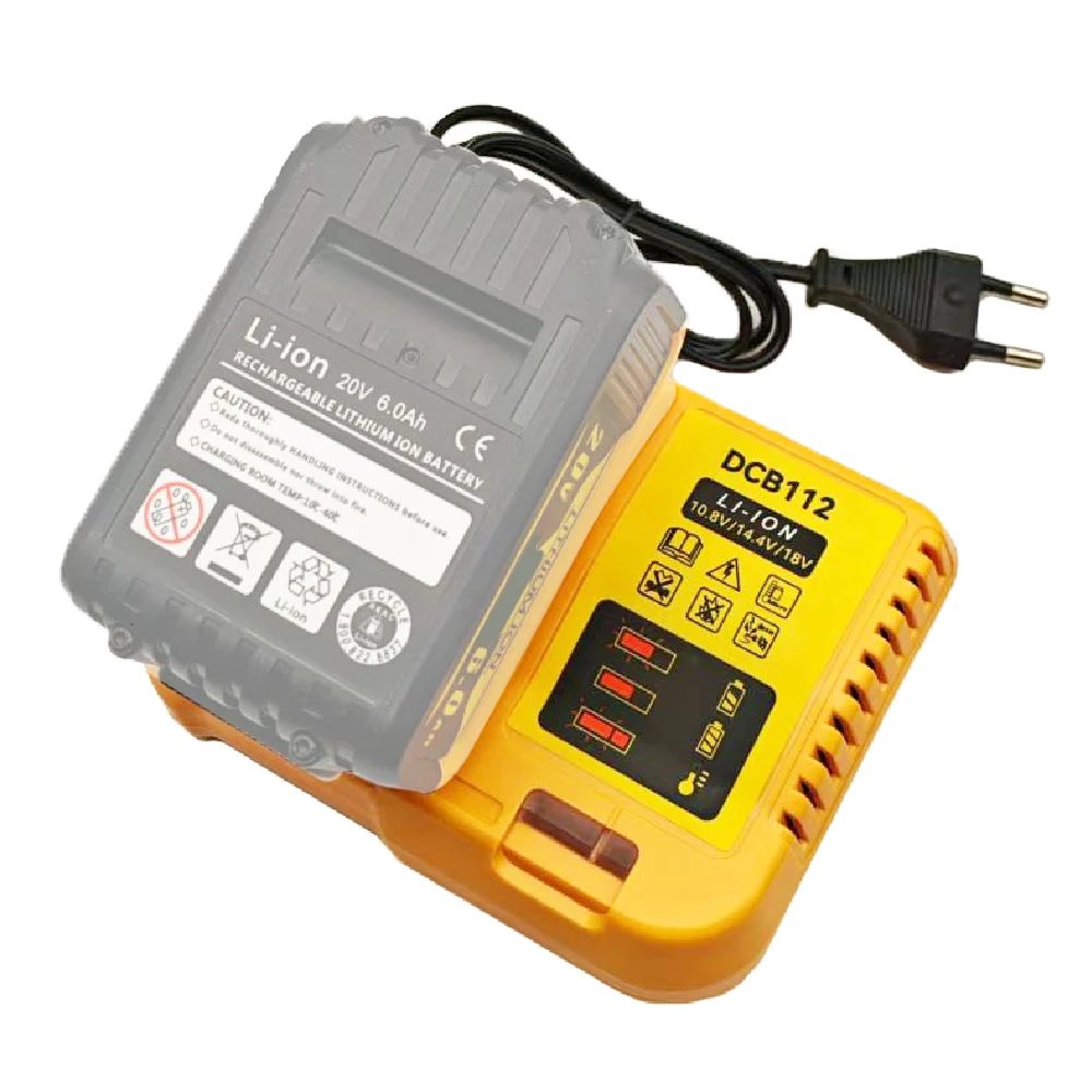 Peças de Ferramentas Elétricas DCB112 para Dewalt 10.8V 12V 14.4V 18V 20V Carregador de Bateria de Lítio DCB206 DCB203 DCB120 DCB107 DCB115 DCB105
