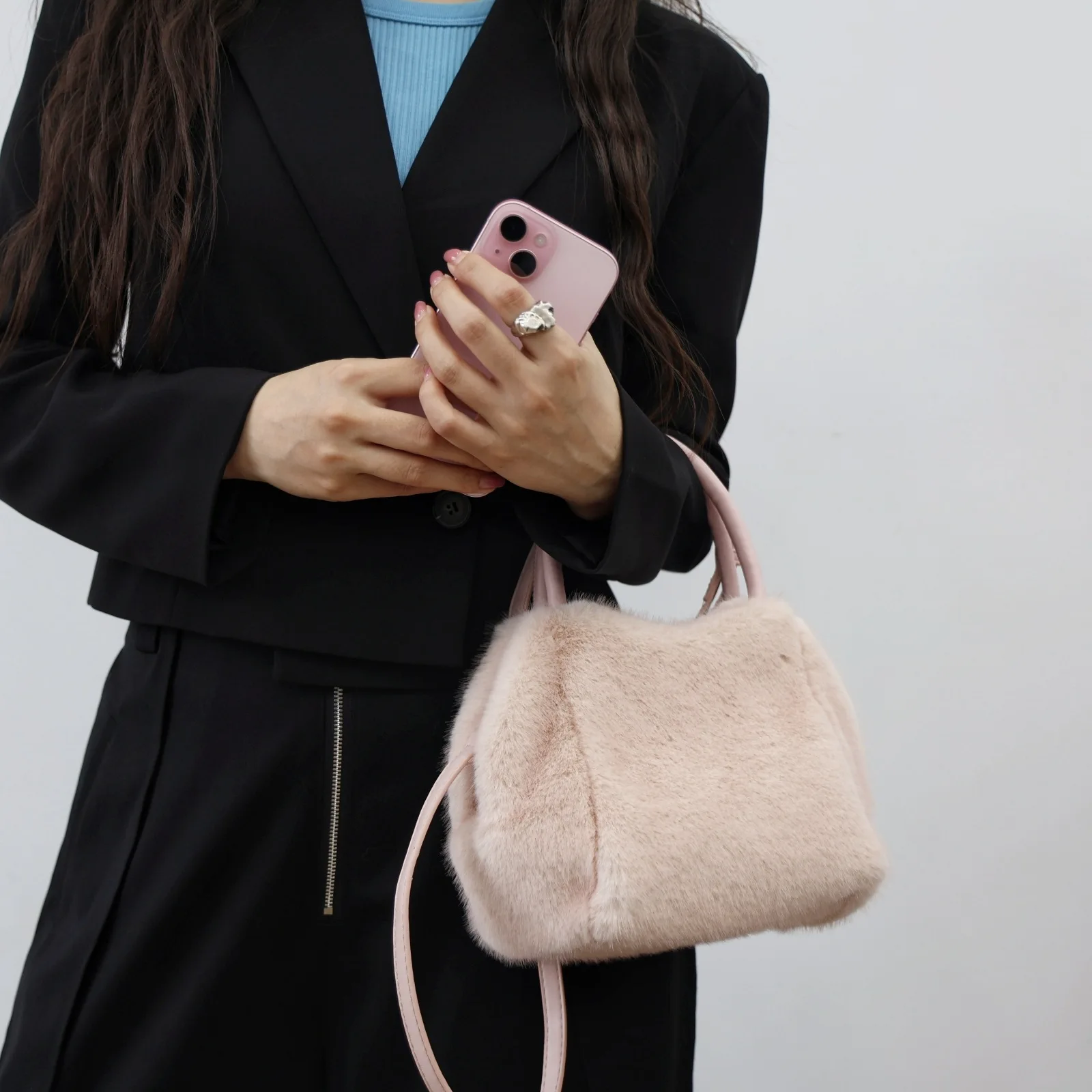 Faux Fur Fashion Handbag Women Classic Designer Shoulder Bags Leather PU Crossbody Bag for Women Messenger Bag Female