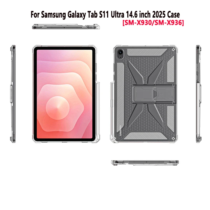 Enhanced Protective Stand Case - Transparent Silicone TPU Cover