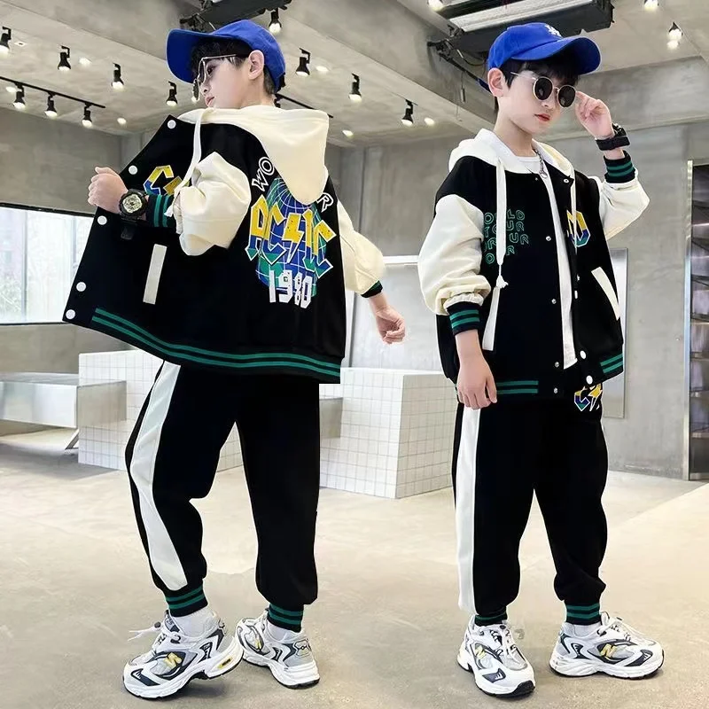 

New Spring Autumn Boys Clothing Sets Child Baby Boy Cotton Clothing Set Letter Coats + Pants 2Pcs For Kids Children Sets