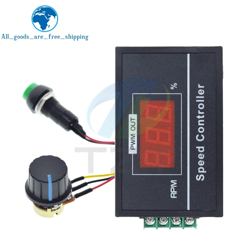 DC 6-60V 30A Digitale LED-Anzeige 0-100% DC 12V 24V 48V Motordrehzahlregler-Modul PWM mit B100K Drehpotentiometer-Schalter