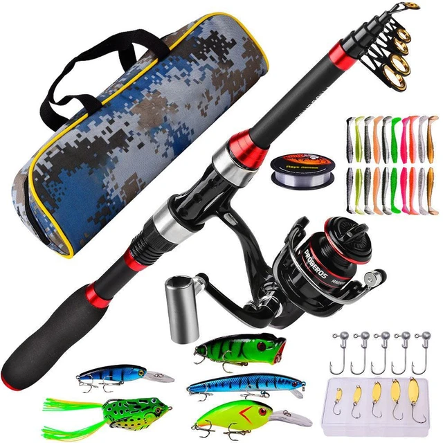 Kit de equipo de pesca de viaje portátil con bolsa de transporte, carrete  de pesca giratorio de fundición larga, Kit de caña de pescar, Combo de caña  de pescar - AliExpress