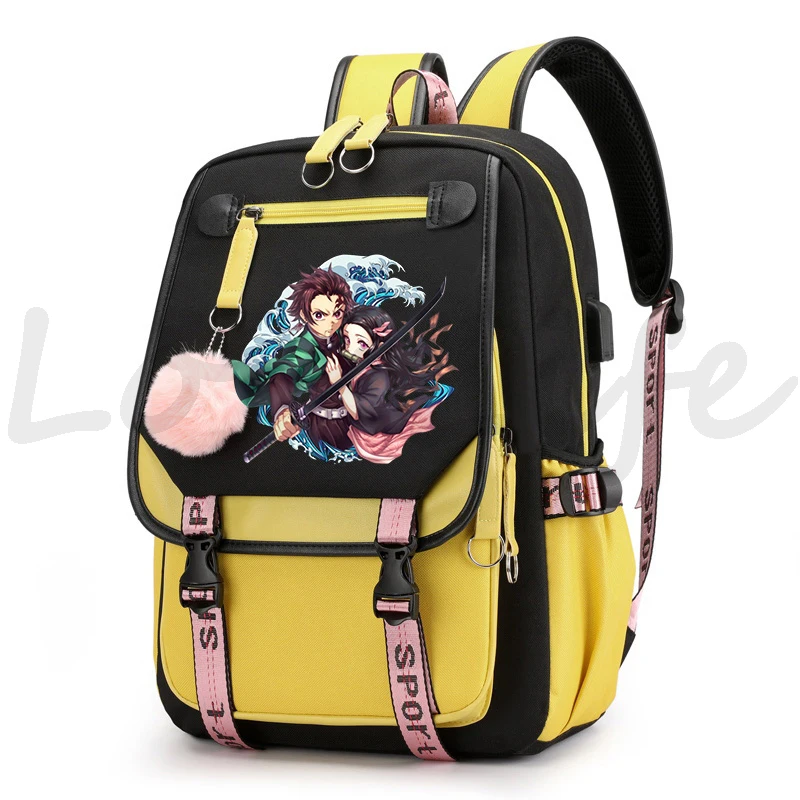 Anime Backpack Demon Slayer Nezuko School Bag for Women Fashion Backpacks Manga Tanjirou Schoolbag Teenager boys Girls Bookbag 4