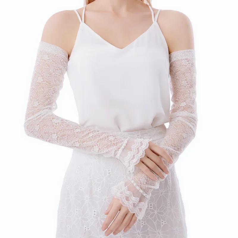 

Women Sexy Lace Floral Fake Detachable Sleeves Wedding Bride Arm Warmers Sunscreen Wrist Fake Cuffs Dress Decorative