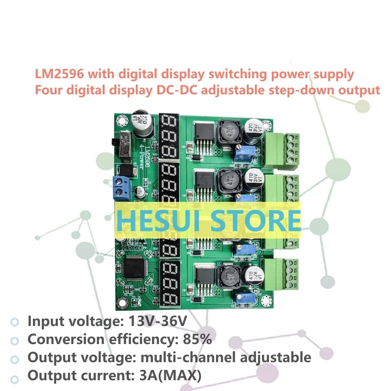 Lm2596 Alimentatore Switching Multicanale Display Digitale A Quattro Canali Dc-Dc Modulo Di Alimentazione Di Uscita Step-Down Regolabile