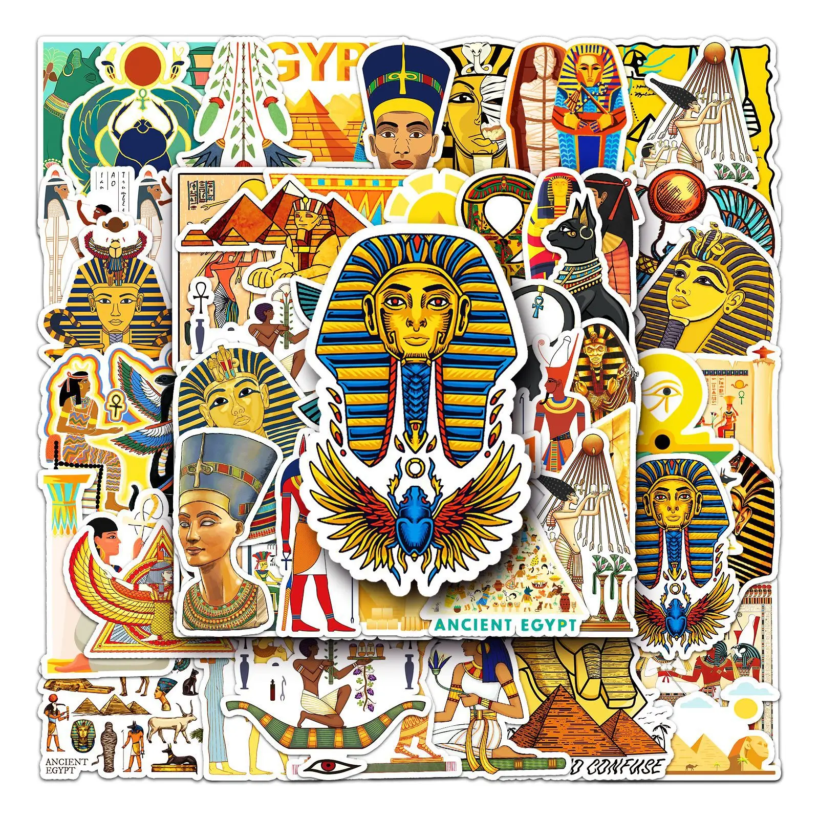 

50Pcs Ancient Egypt Pharaoh Series Graffiti Stickers Suitable for Laptop Helmets Desktop Decoration DIY Stickers Toys Wholesale