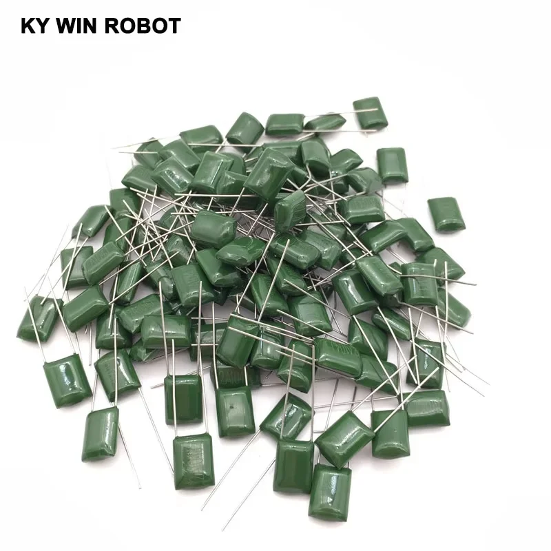 간격 2A104J 100V 0.1UF 100NF 폴리에스테르 커패시터 IC Arduino DIY용 전자 부품(100PCS/LOT)