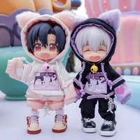 Ob11 Clothes Cat Sweatshirt Dolls Cat Ear Hoodie Casual Jacket With Bell For Obitsu11, Molly, Gsc Body, Ddf, Ymy, 1/12bjd Dolls 1