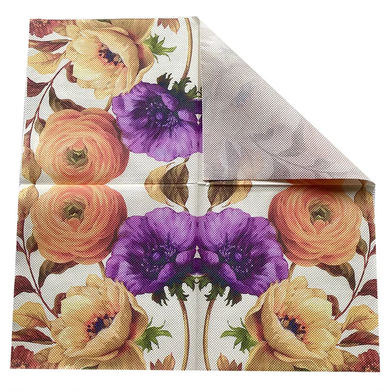 paper napkins disposable paper placemats tissue paper decoration 10/20pcs/Pac 33*33cm 2-Ply New Colourful Leaf Flower Printed Napkin Party Decoration Wine Glass Flower Paper Paper Placemat