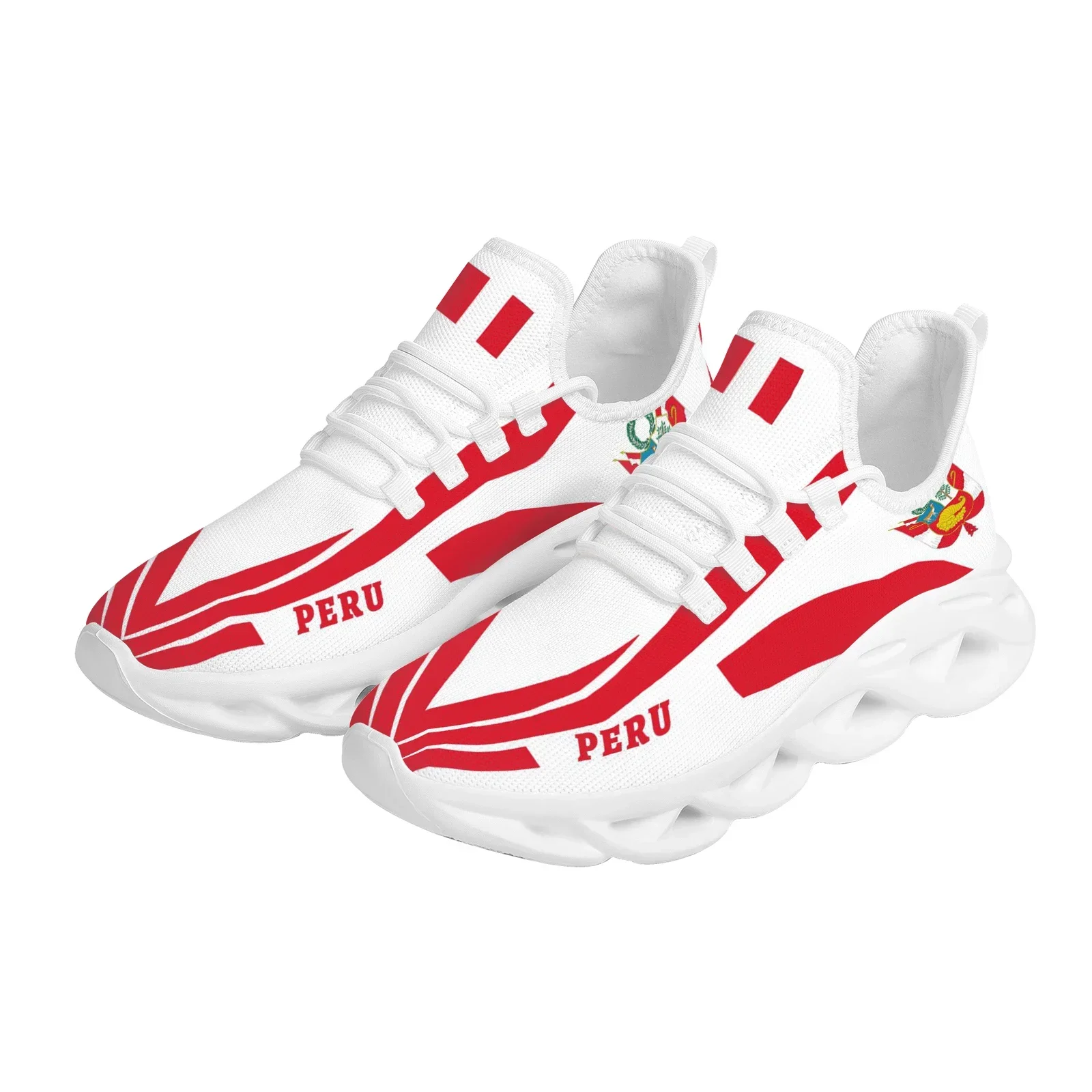 Peru Flag Printing Thick Sole Vulcanized Shoes Ladies Lightweight Casual Outdoor Sneakers Student Non-Slip Basketball Shoes