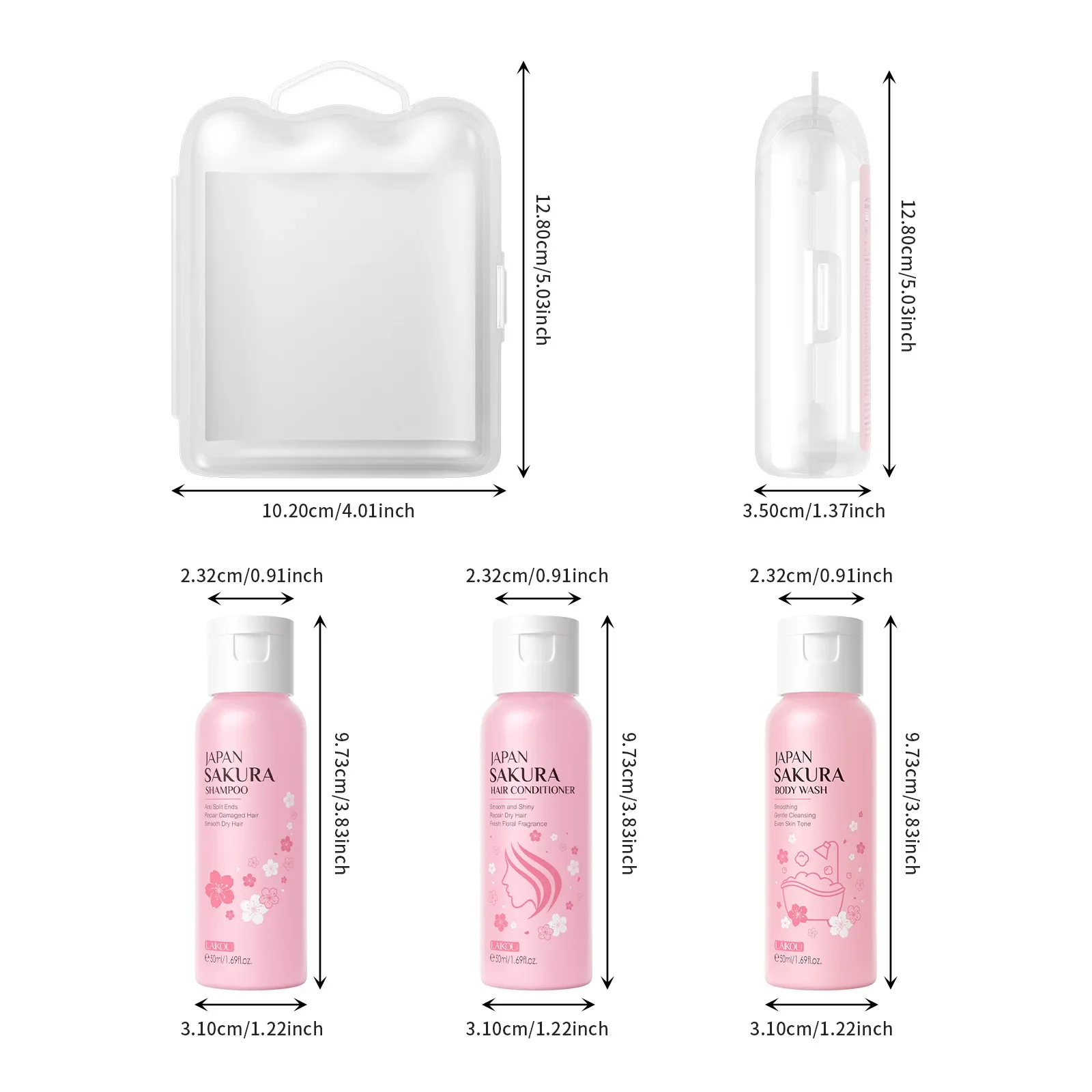 Body Wash Shampoo Set LAIKOU Sakura Body Wash Shower Shampoo Cherry Blossom Hair Conditioner Smooth Gentle Cleansing Fragrant Moisturizing Skin Care
