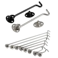 ตะขอความเป็นส่วนตัวสําหรับงานหนักสแตนเลสและล็อคสลักตาพร้อมสกรู ประตูโรงนาสีเงินสีดํา ล็อคง่าย สลักประตูหน้าต่างลม 2