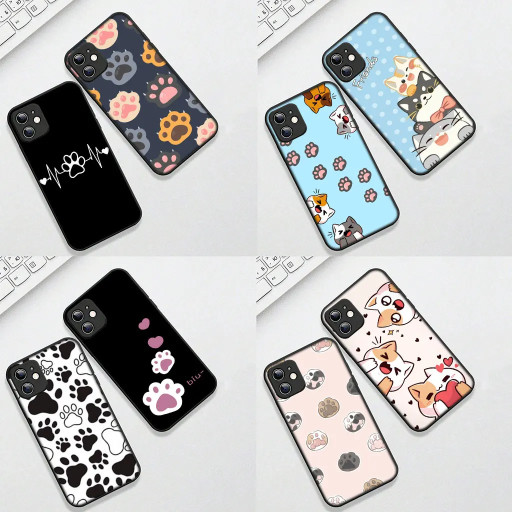Cute Dog and Cat Cartoon Soft Phone Cover – Durable and Stylish Paw Design Case