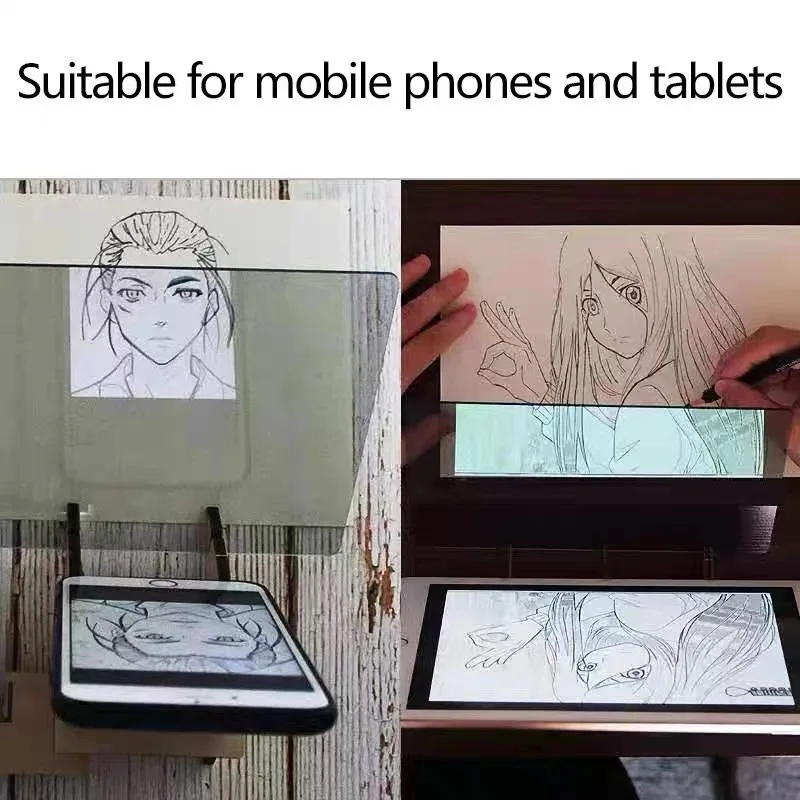 Portable Optical Drawing Copying Board with Projection Screen for Mobile Tablet