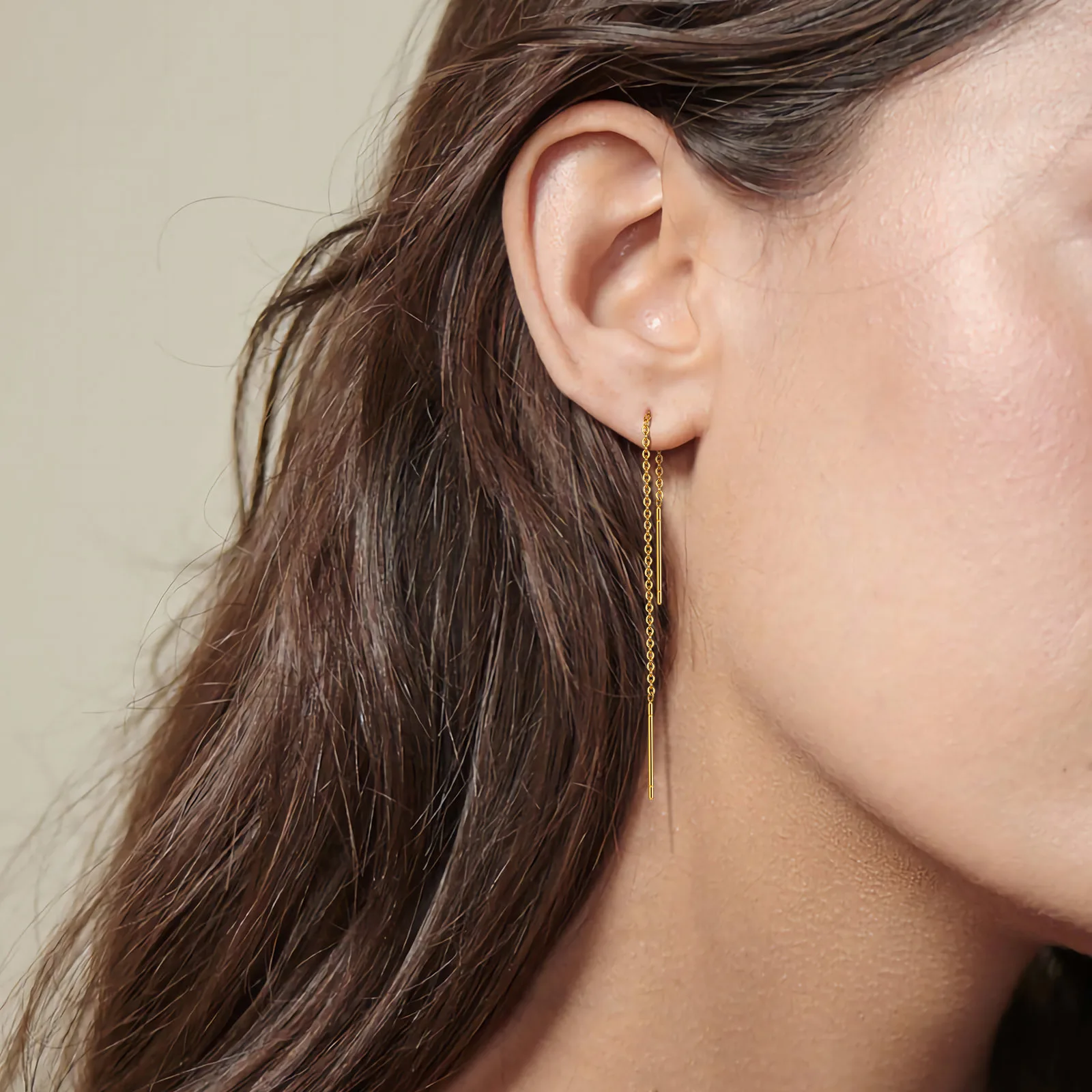 Vnox Delicate Japan Korean Long Tassel Linear Chain Earrings for